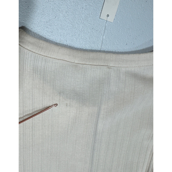 Madewell Flared-Sleeve Cardigan Sweater Top XS Beige Button Up Crew Neck Ribbed - Picture 6 of 14